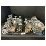 Sterling Silver Cup, Pin & Earrings, Pewter.