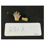 14K Gold Hand & Owl Pins.;