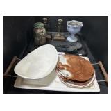 Wrought Iron Utensils, Vintage Buttons, Platter.