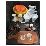 Lenox Candle Holders, Milk Glass, Tupperware.