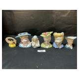5 Vintage Lady Head, 1 Praying Mary Planters.