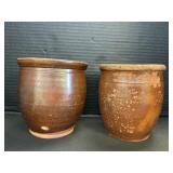 Pair Of Redware Crocks.