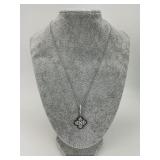 14KT Italian Gold Diamond Clover Pendant Necklace.