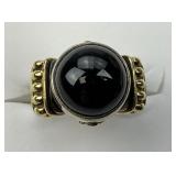 18KT Gold Sterling Silver Caviar Onyx Ring.