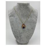 18KT Gold Lapis Lazuli Gemstone Pendant Necklace.