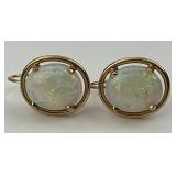 14KT Gold Cabochon Opal Earrings.