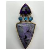 14KT Gold Multi-Gemstone Pendant.