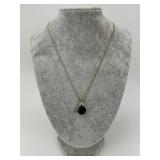 14KT Gold Large Cut Amethyst & Diamond Necklace.