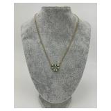 18KT Gold Diamond & Emerald Heart Necklace.