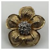 Gold Diamond Starburst Floral Pendant.