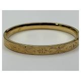 Vintage 12KT Gold Floral Etched Bangle