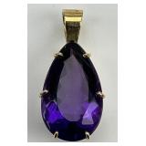 Gold Large Cut Amethyst Pendant.