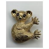 14KT Gold Sapphire Eyed Koala Pin.