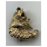 14KT Gold Onyx Eyed Koala Pin.