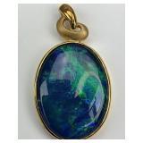 18KT Gold Large Cut  Black Opal Pendant.