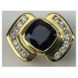 18KT Gold Sapphire & Diamond Pendant.