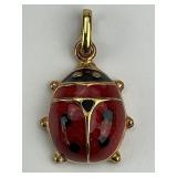 14KT Italian Gold Enameled Ladybug Pendant.