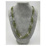 Peridot, Clear Quartz, Gold Accented Necklace.