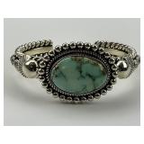 Sterling Silver Artie Yellowhorse Turquoise Cuff.