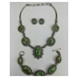 Artie Yellowhorse Mountain Turquoise Jewelry Set.