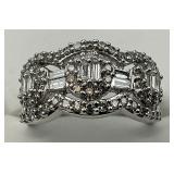14KT White Gold Diamond Cluster Ring.