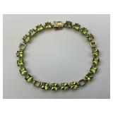 14KT Gold Peridot Link Bracelet.