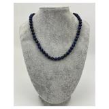 Lapis Lazuli Beaded Necklace w/ 14KT Gold Clasp.