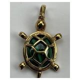 14KT Gold Jade Turtle Pendant.