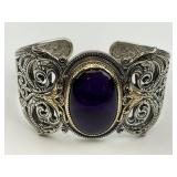 18K Gold & Silver Konstantino Amethyst Bracelet.