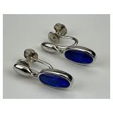 18KT White Gold Blue Boulder Opal Earrings.