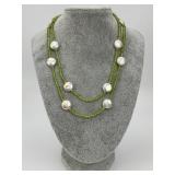 Peridot and Freshwater Pearl Gold Accent Necklace.