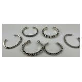 6 Heavy Sterling Silver Native American Bangles.