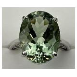 14KT White Gold Large Cut Prasiolote Ring.