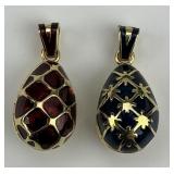 14KT Italian Gold Faberge Style Egg Pendants.