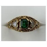 18KT Gold Emerald &  Diamond Ring.