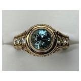 14KT Gold Rona Fisher Diamond & Topaz Ring.