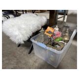Faux Fur Rug, Foot Stool, Decorative Lanterns,