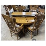 Beautifully Carved Oak Pedestal Dining Table &
