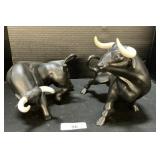 Ceramic Black Bull Figures.