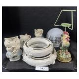 Animal Mugs, Rooster Lamp Base, Bar Light Globe.