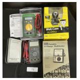 2 Multimeters, Multitester, & Webcam.