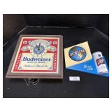 Budweiser Beer Lighted Clock, Schlitz Adv Sign.