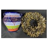 Hanging Wall Planter, Metal Wreaths.