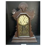 Carved Wooden E. Ingraham Mantle Clock.