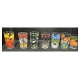 7 Florale Glasses, Anchor Hocking, Cadillac.