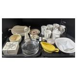 Milk Glass Mugs, Ceramic Planters & Box.