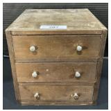 Small Wooden 3 Drawer Chest.