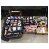 Crochet Pillows & Blankets, Baskets, Books.