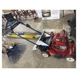 Toro Push Mower, (3) Fuel Cans.