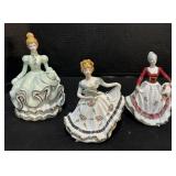 3 Ceramic Dancing Lady Figures.